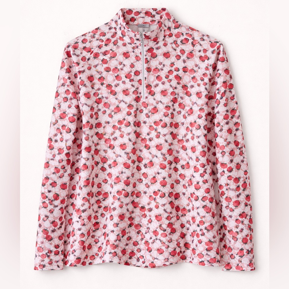 Sport Haley Strawberry Print Quarter Zip Top Large Golf Athletic Stretch